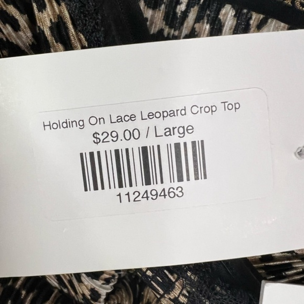 Endless Blu Holding On Lace Leopard crop top size large new with tags - Picture 7 of 9